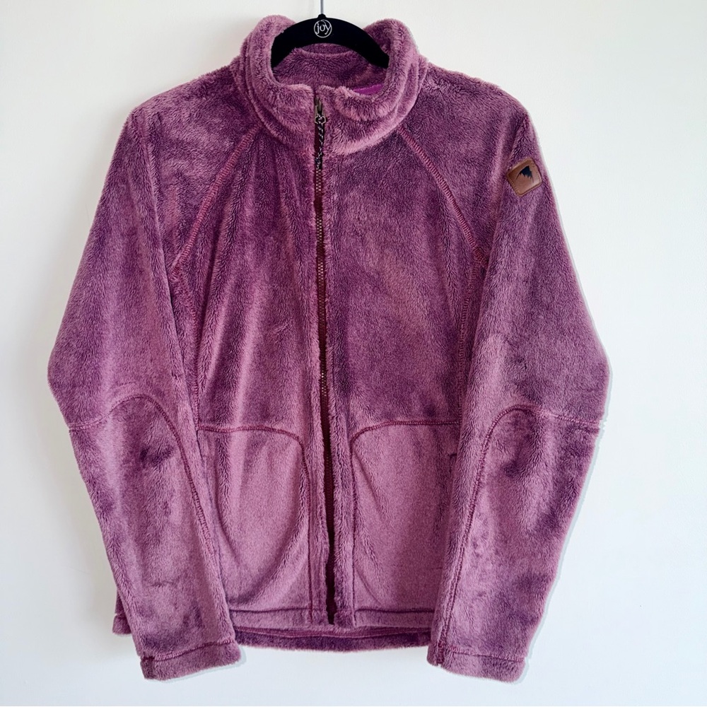 BURTON Plush Fleece Jacket Women Medium Purple Cozy Zip Up Sherpa High Loft